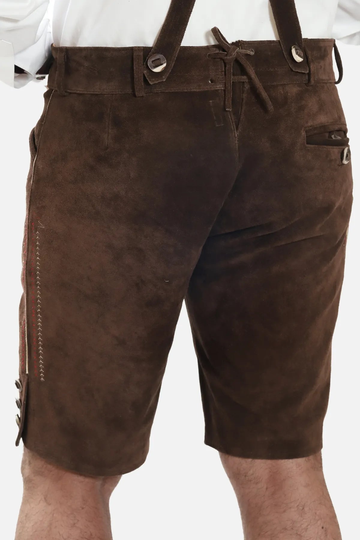 Men's Chocolate Brown Bavarian Lederhosen with Suspenders