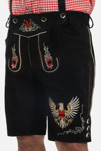 Men's Black Adler-Design Lederhosen with Suspenders