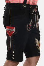 Men's Black Adler-Design Lederhosen with Suspenders