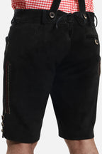 Men's Black Adler-Design Lederhosen with Suspenders