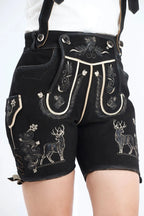 German Women's Lederhosen with Black Alpine Flair