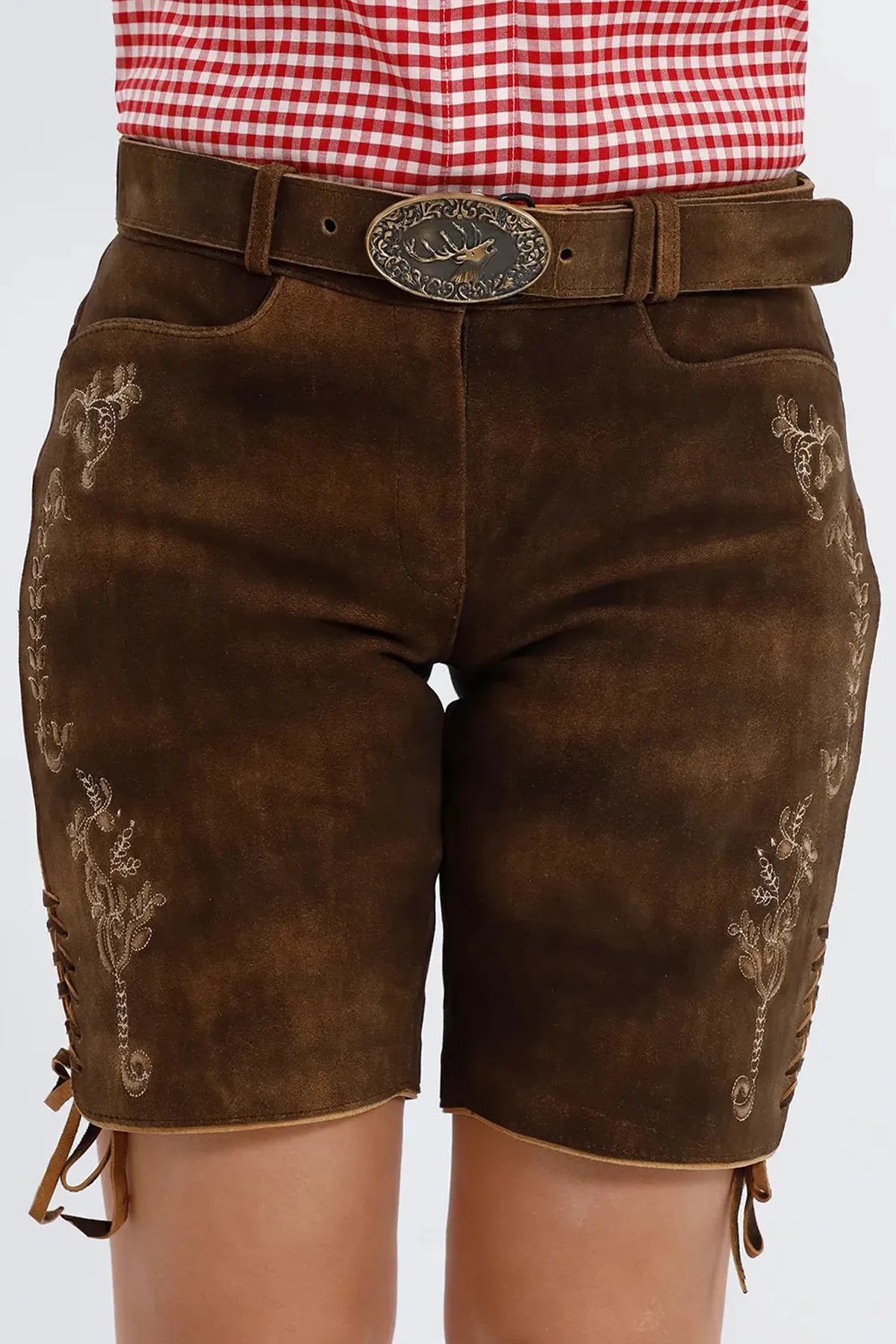 Delicate Edelweiss Embroidered Women Lederhosen