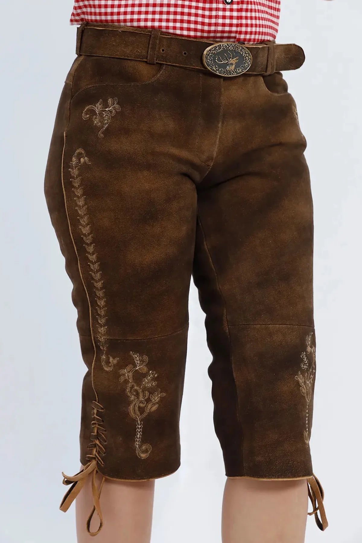 Delicate Embroidered Women Long Lederhosen