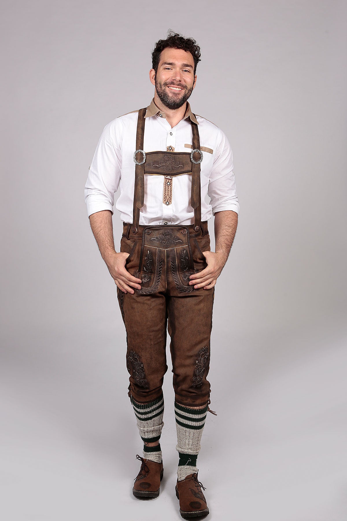 Knee Long Trachten Bundhosen Dark Brown