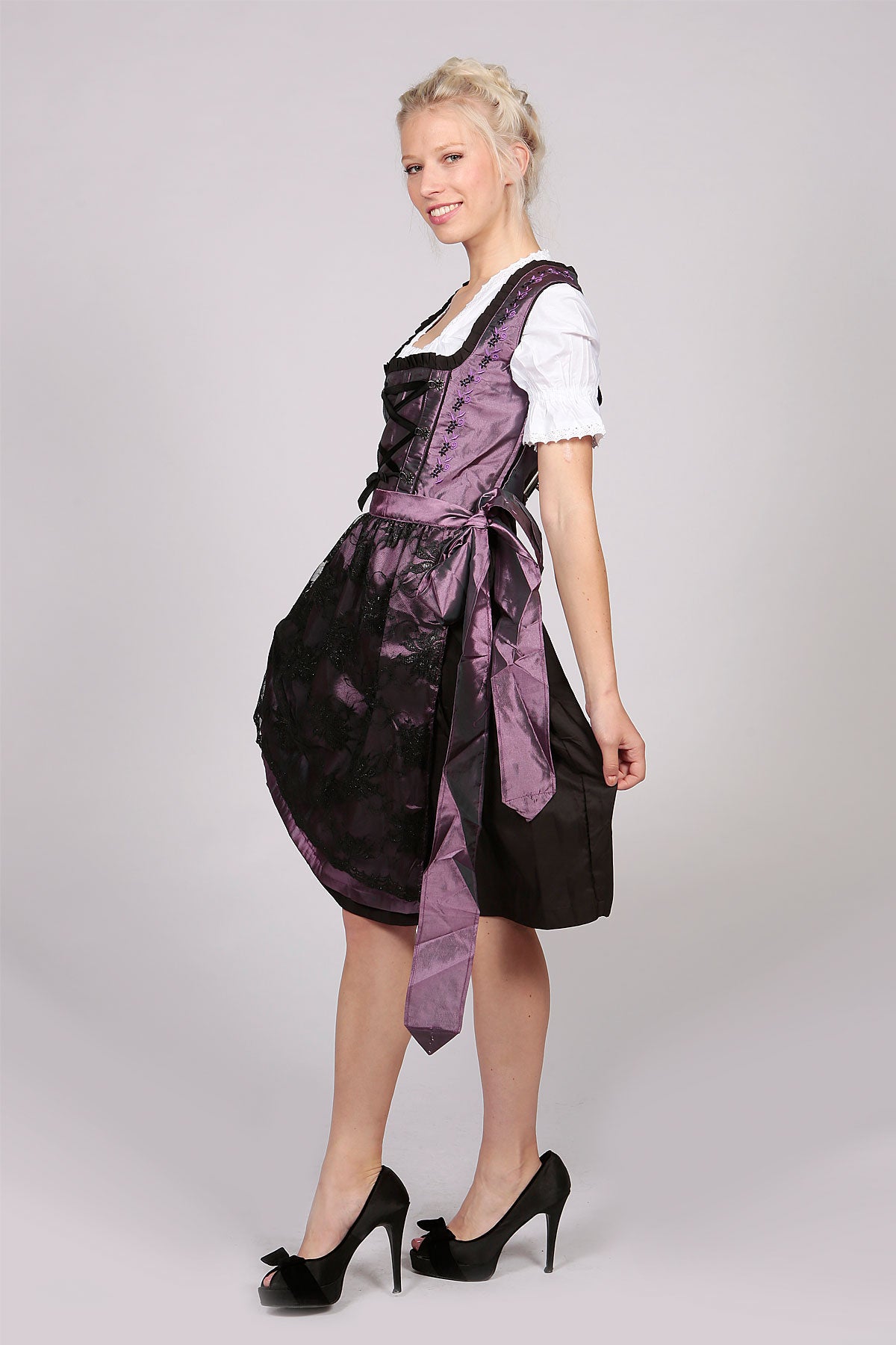 Vintage Traditional Dirndl Dress Purple