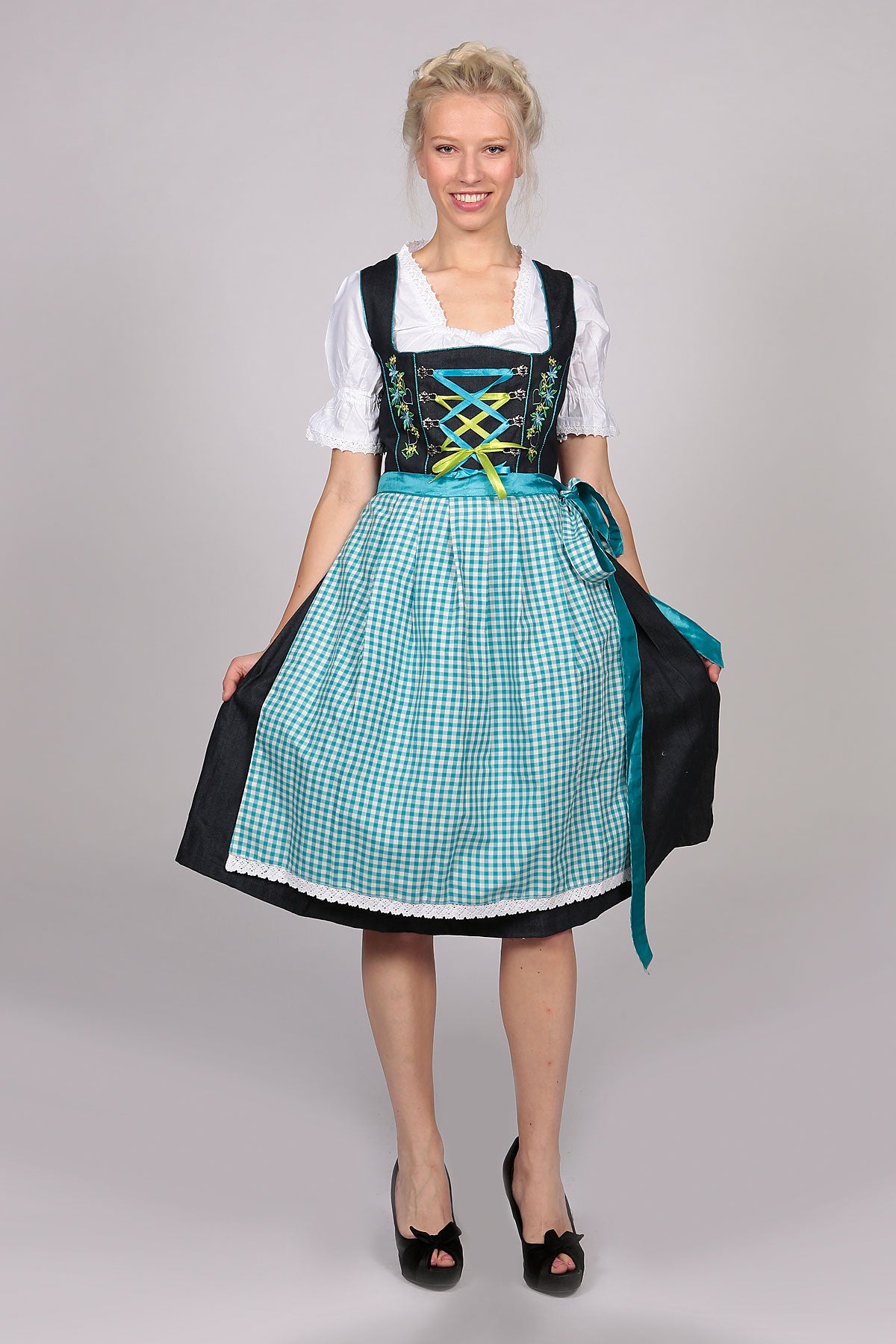 Dirndl Dress Della Blue 2 Way Flip Apron