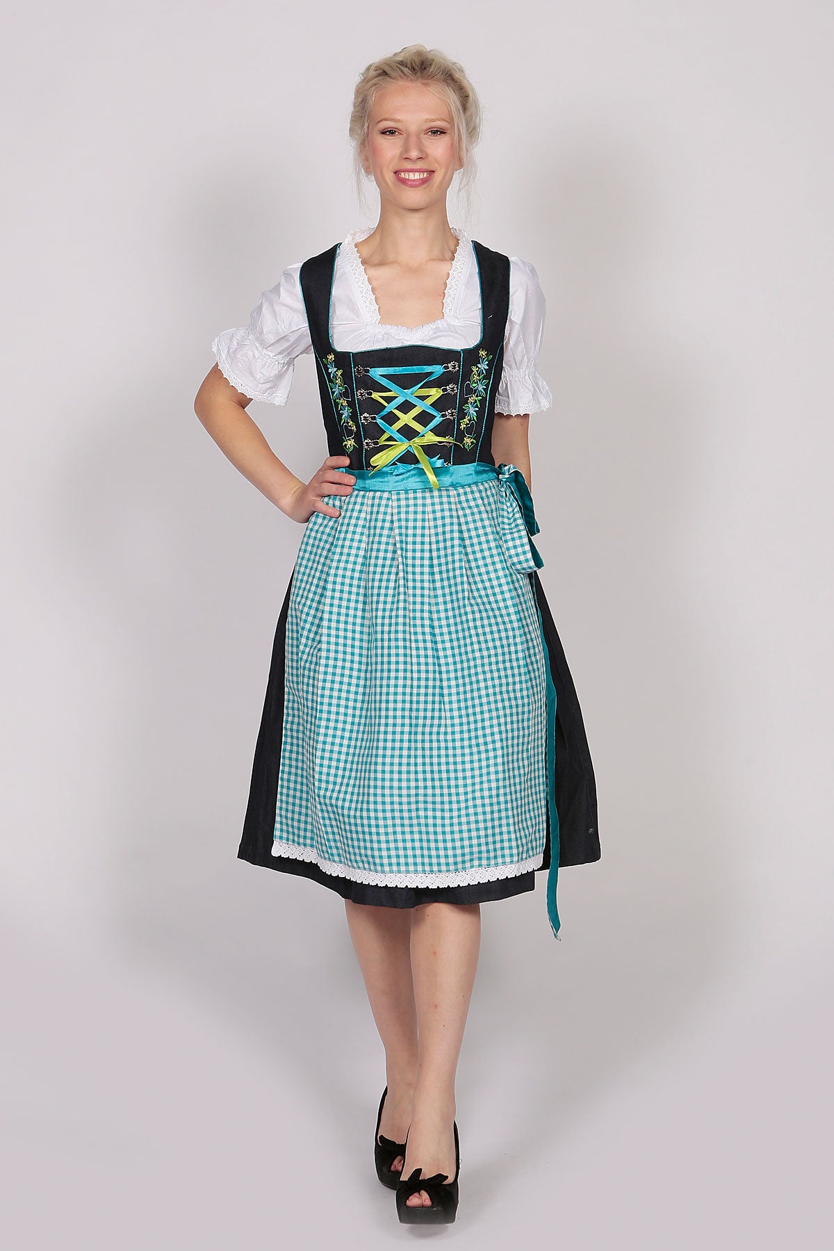 Dirndl Dress Della Blue 2 Way Flip Apron