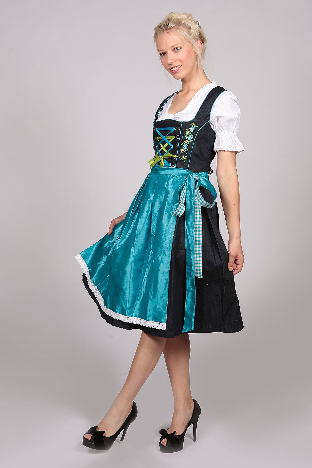 Dirndl Dress Della Blue 2 Way Flip Apron