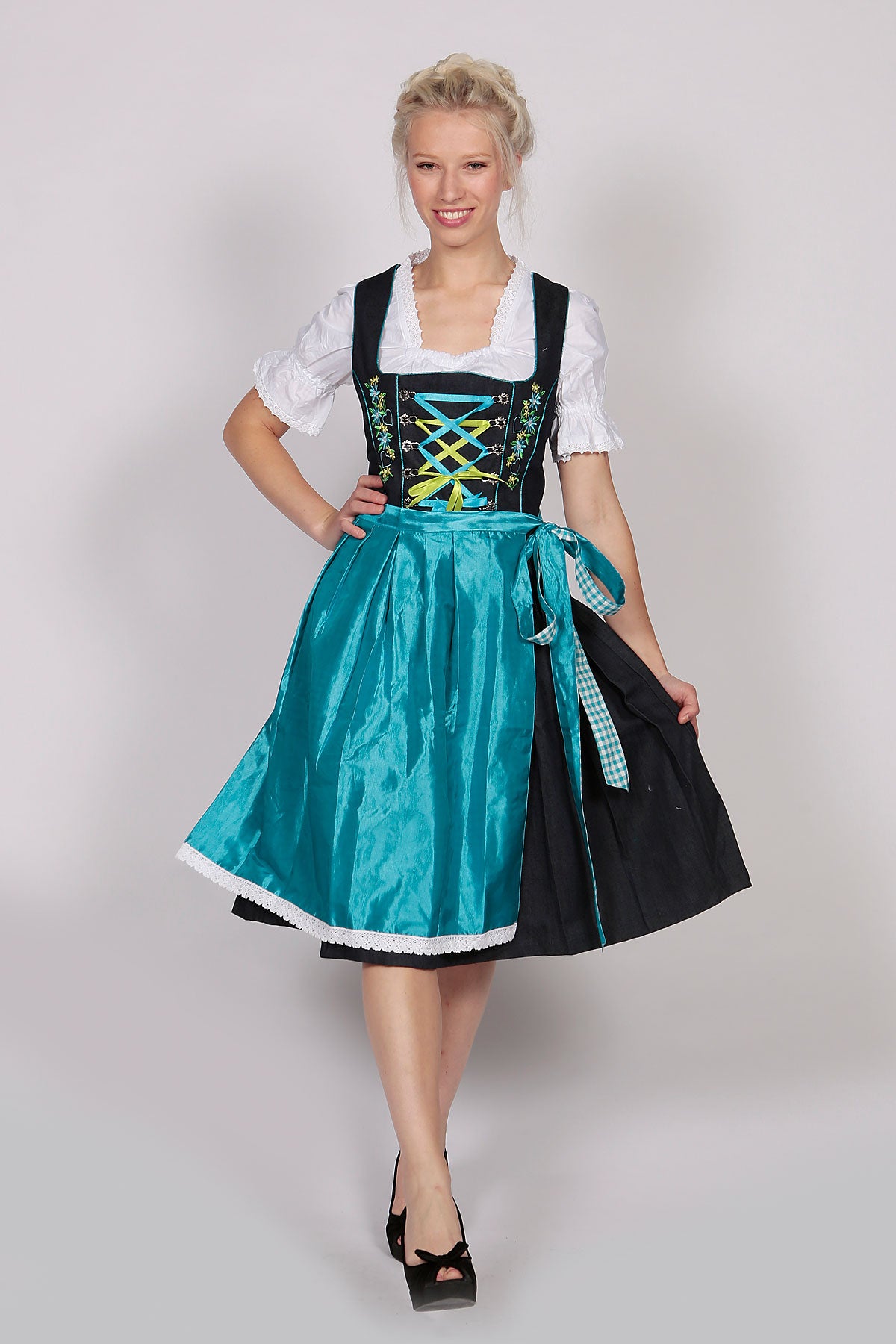 Dirndl Dress Della Blue 2 Way Flip Apron