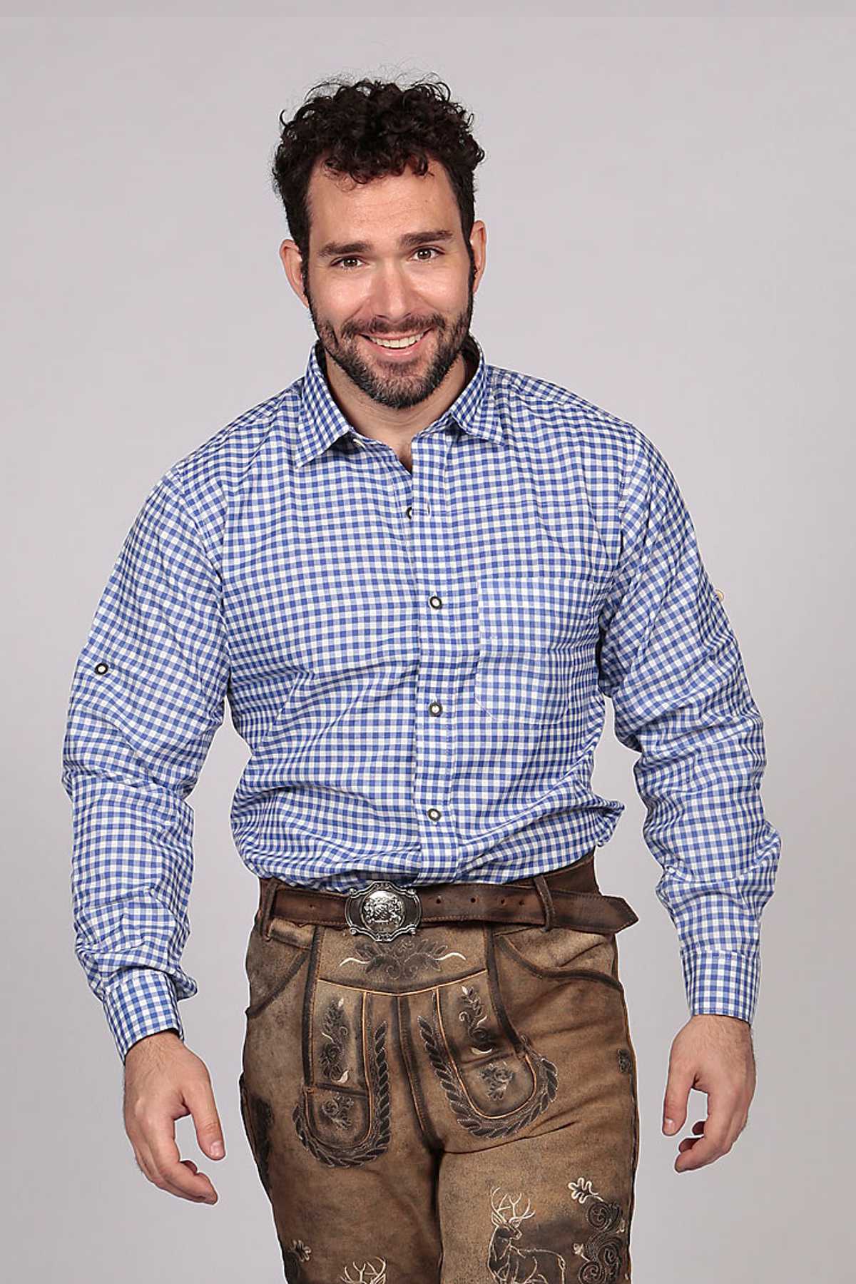 Blue Lederhosen Shirt German Oktoberfest Checkered