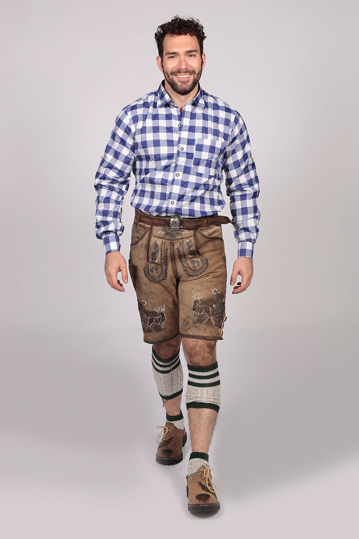 Blue Cobolt Lederhosen Shirt Checkered