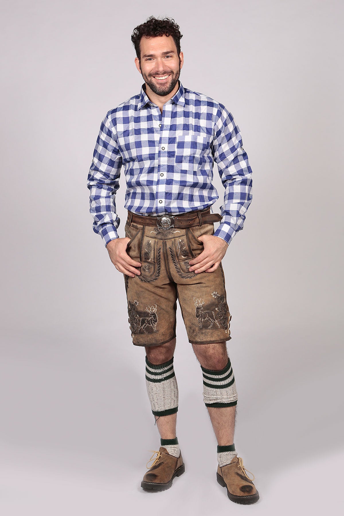 Blue Cobolt Lederhosen Shirt Checkered