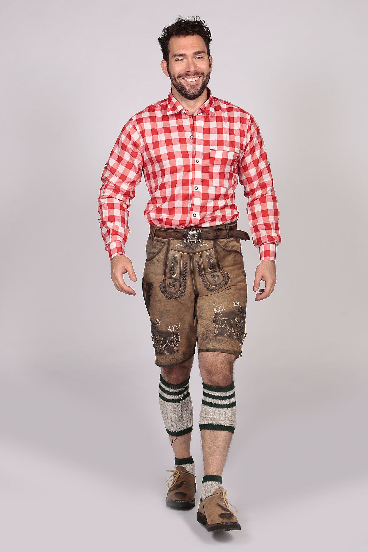 Big Checkered Shirt Red Lederhosen Oktoberfest