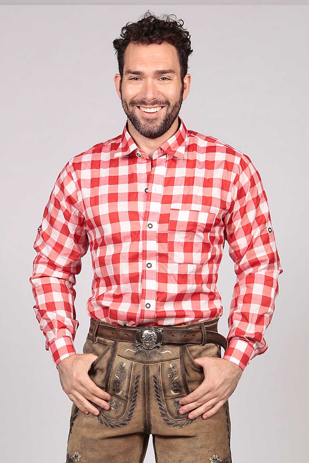 Big Checkered Shirt Red Lederhosen Oktoberfest