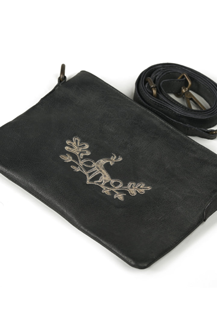 Hand Embroidered Black Colour Bag with Adjustable Strap