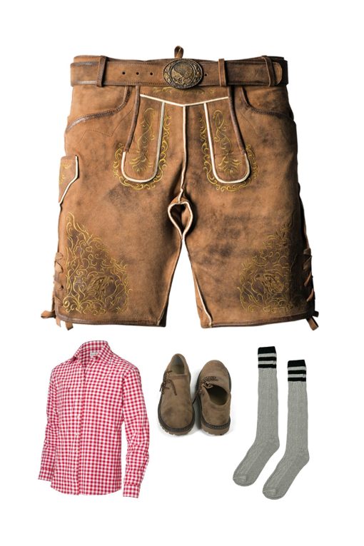Authentic Lederhosen Bavarian Mens Attire Oktoberfest Outfit Sets