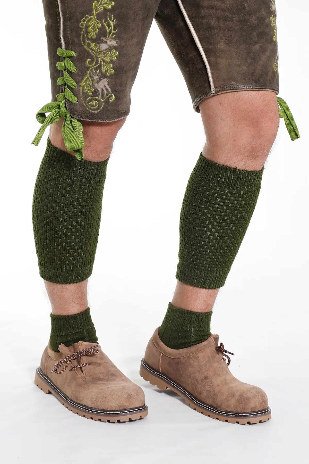 2 Piece Green Loferl Trachten Socks for Oktoberfest and Bavarian Occasions