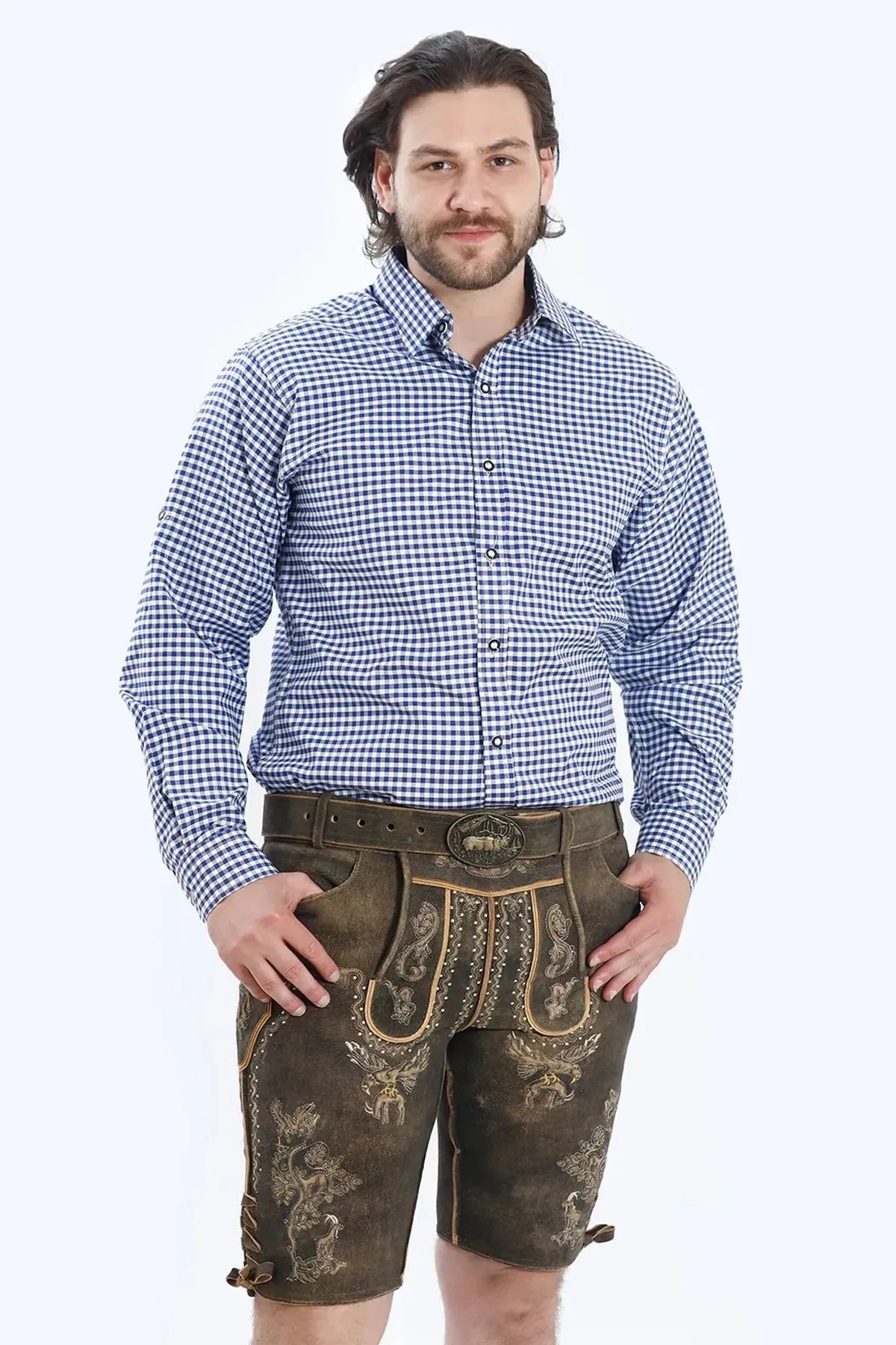 Shirt Small Checkered Cobalt Blue