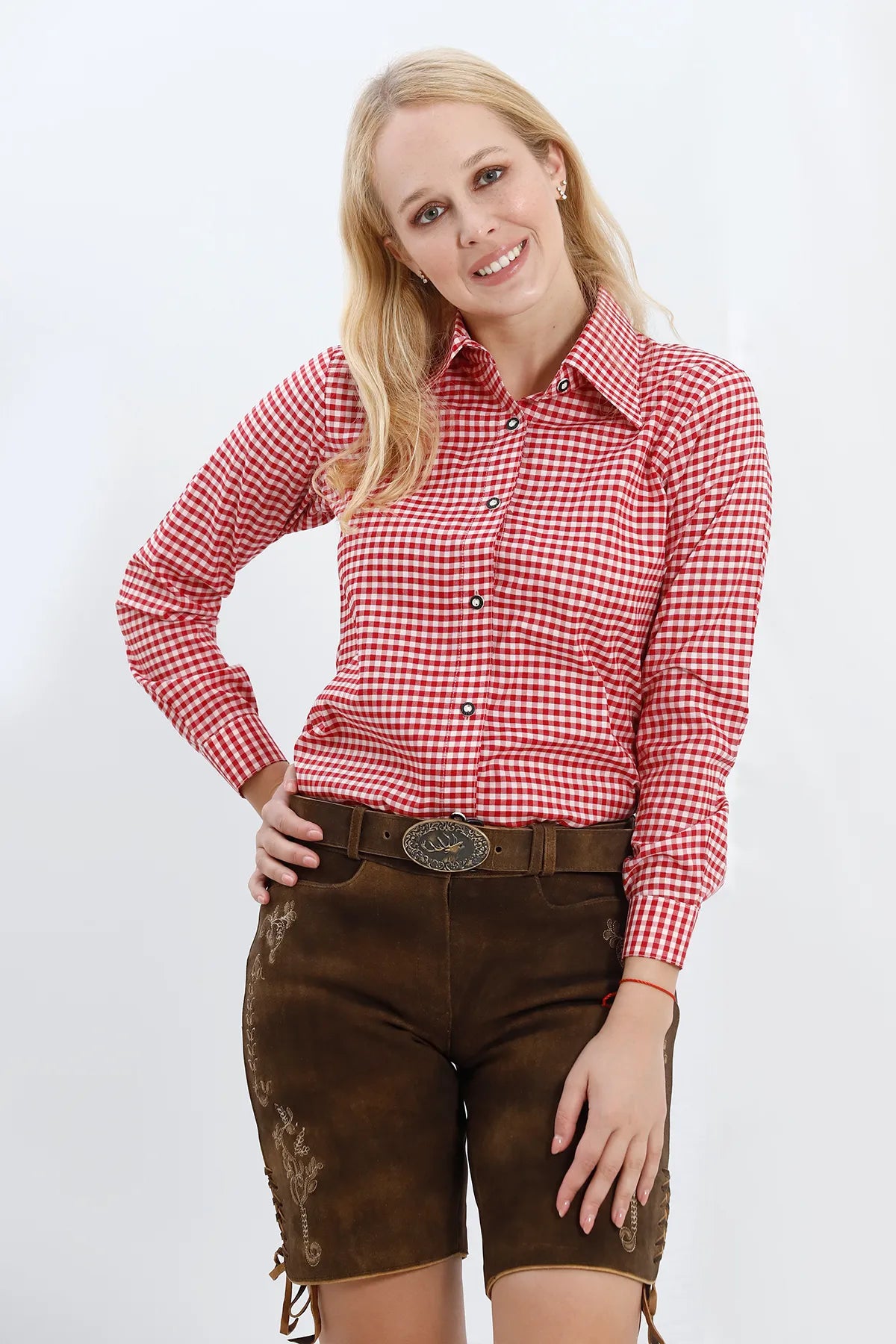 Women Oktoberfest Shirt Red Checkered