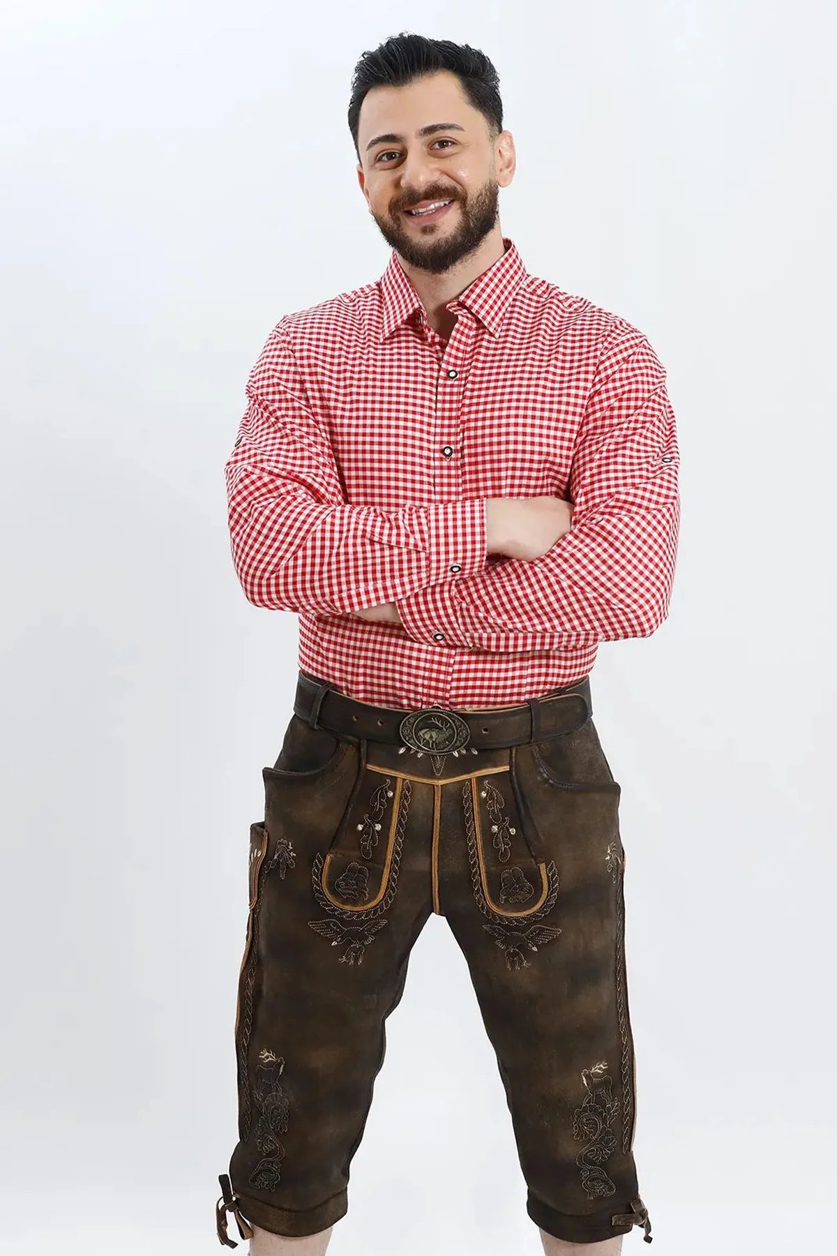 Shirt Small Checkered Dark Red