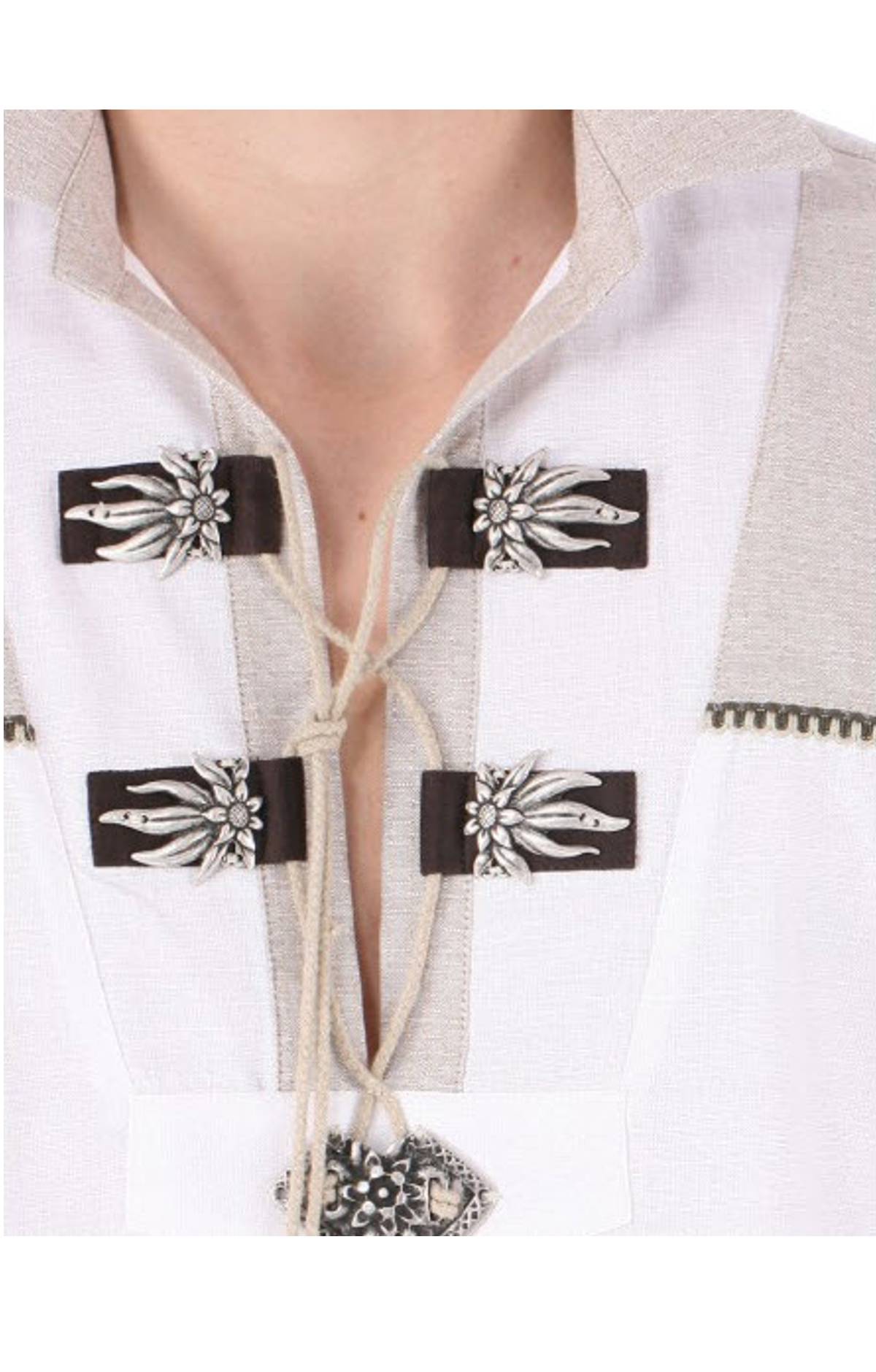 Embroidered Trachten Shirt Moon White