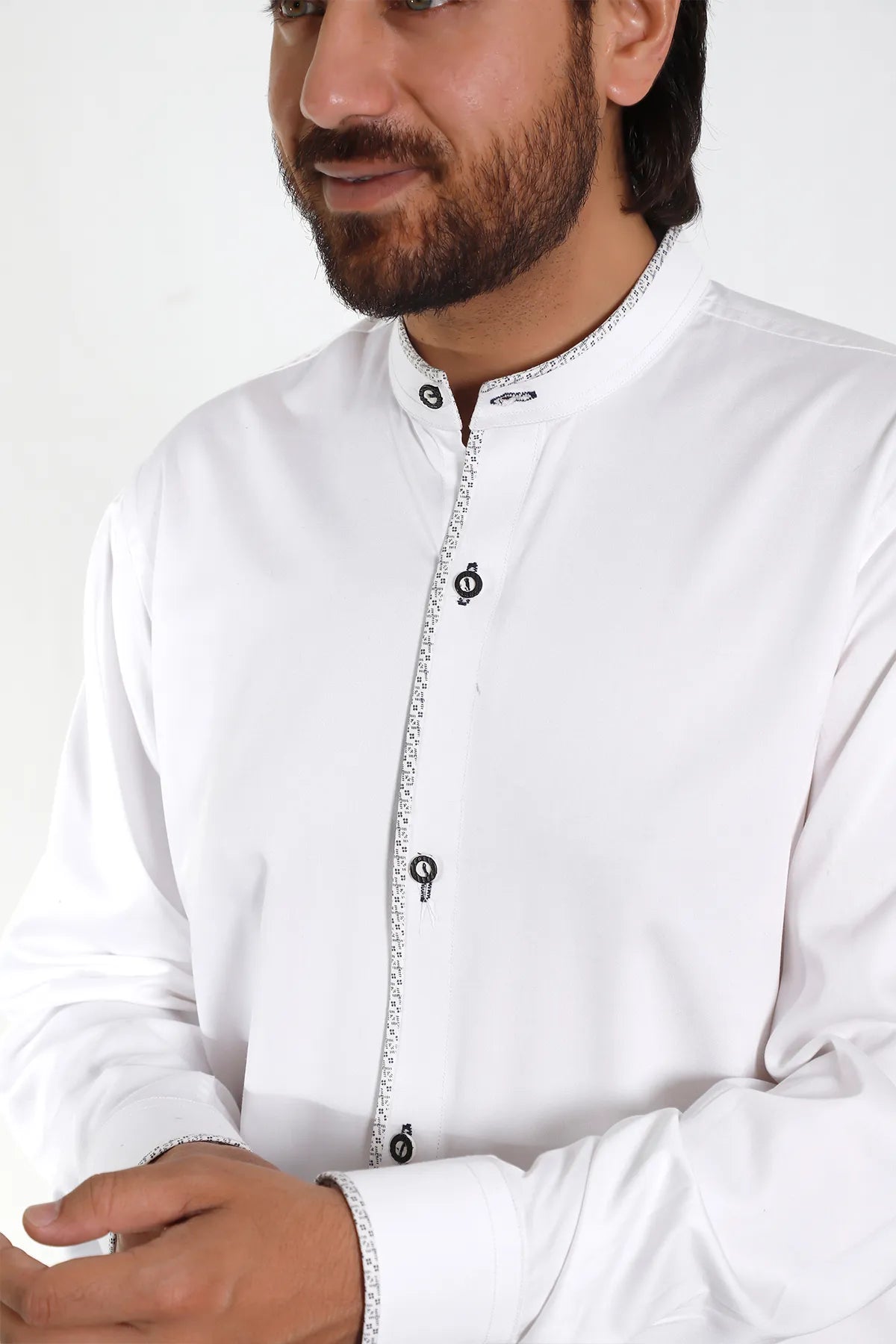 Classic Bavarian White Shirt with Decorative Buttons