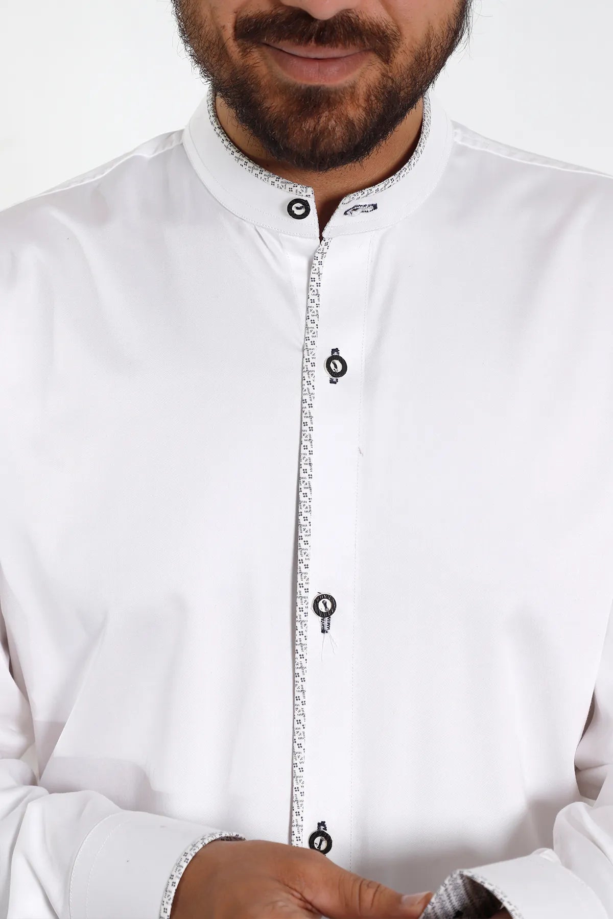 Classic Bavarian White Shirt with Decorative Buttons