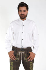 Classic Bavarian White Shirt with Decorative Buttons