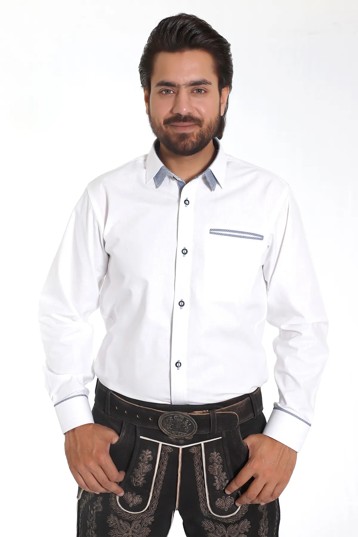 Men's Authentic German Shirt with Blue Trim