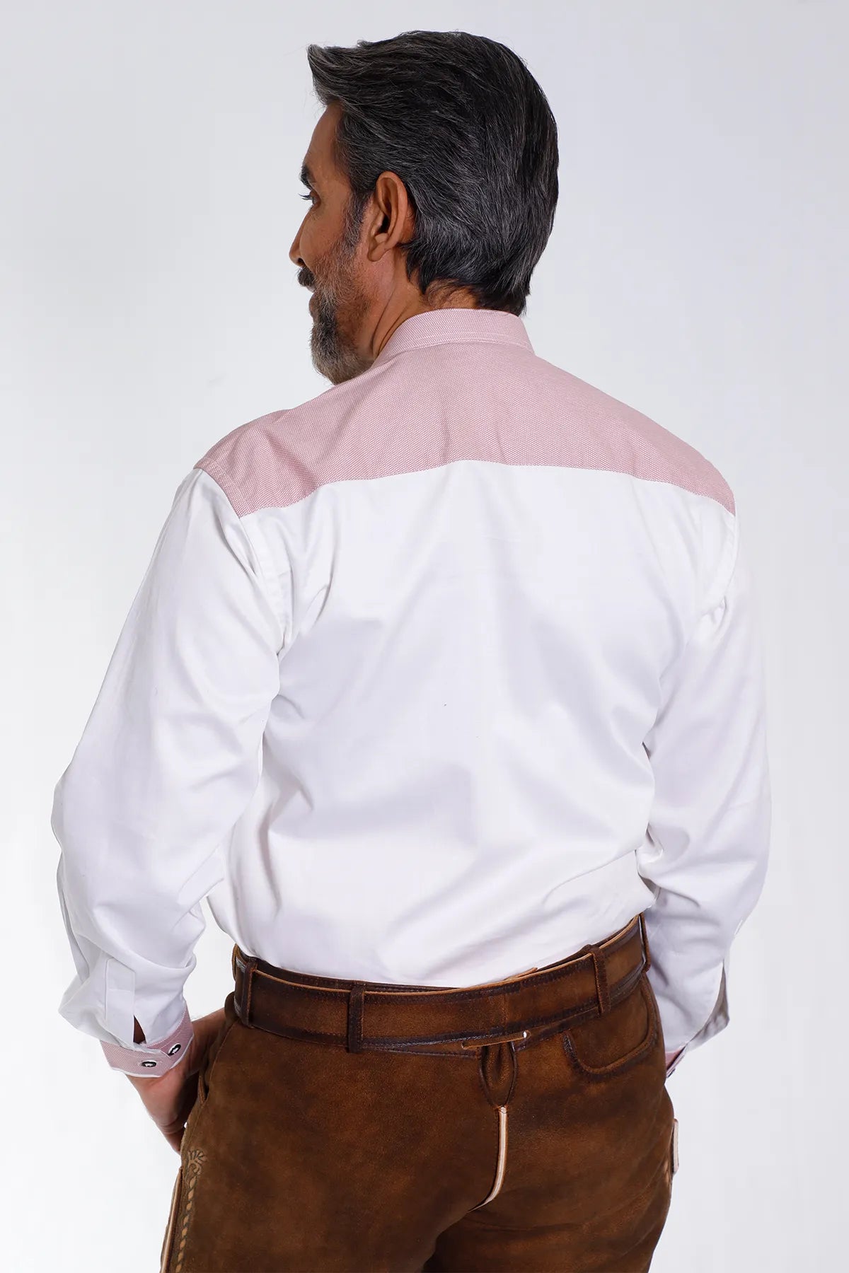 White Wine Bavarian Shirt for Men With Pink Details