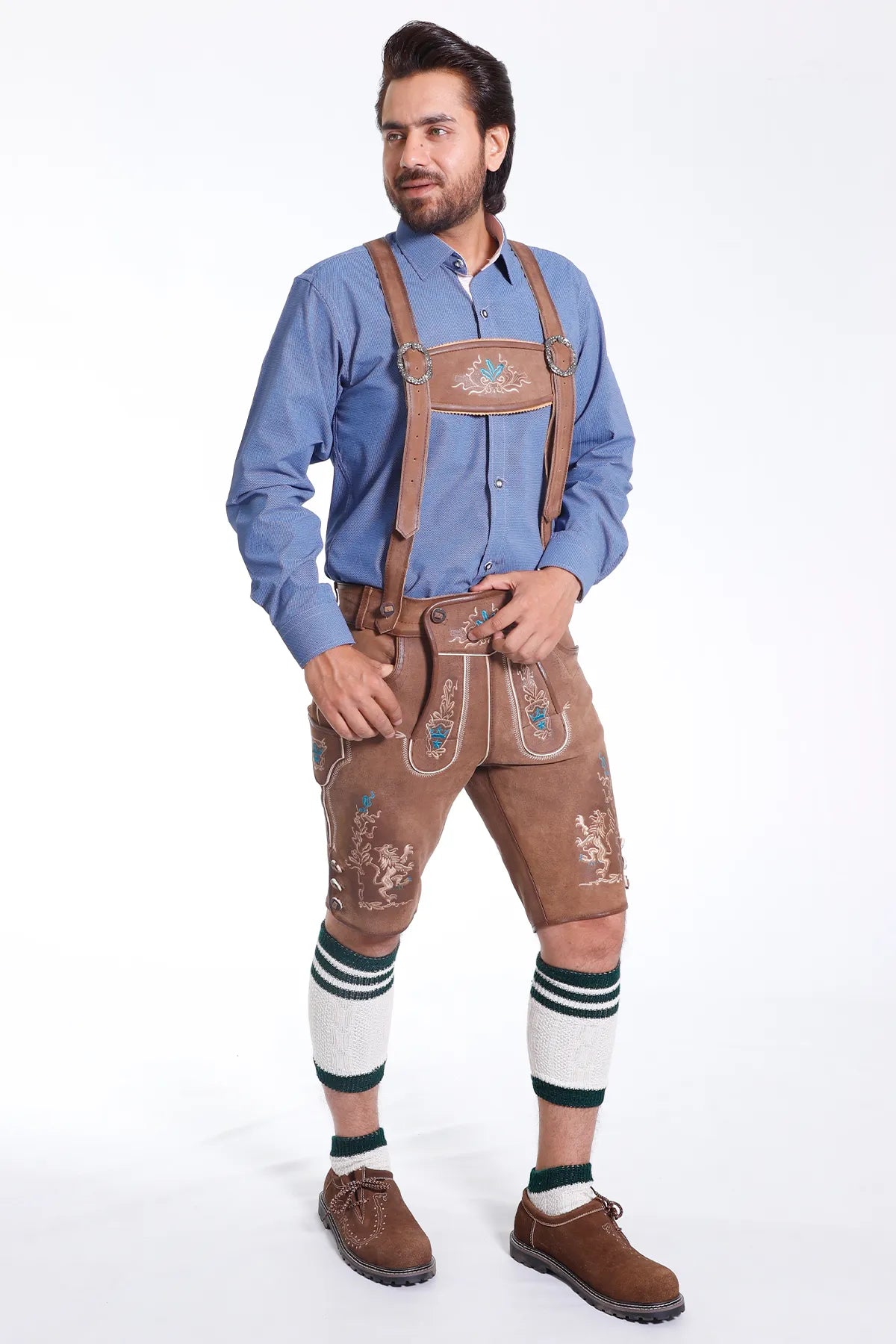 Men's German Oktoberfest Shirt in Classic Blue Texture