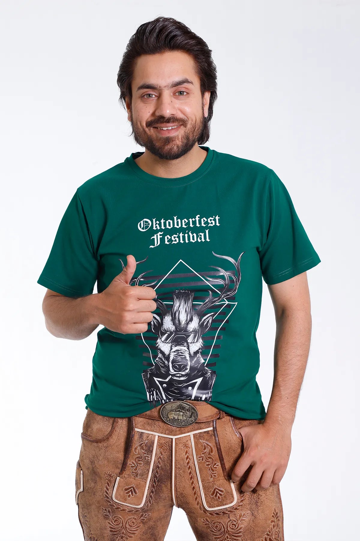 Mens Oktoberfest T-Shirt with Stag Graphic