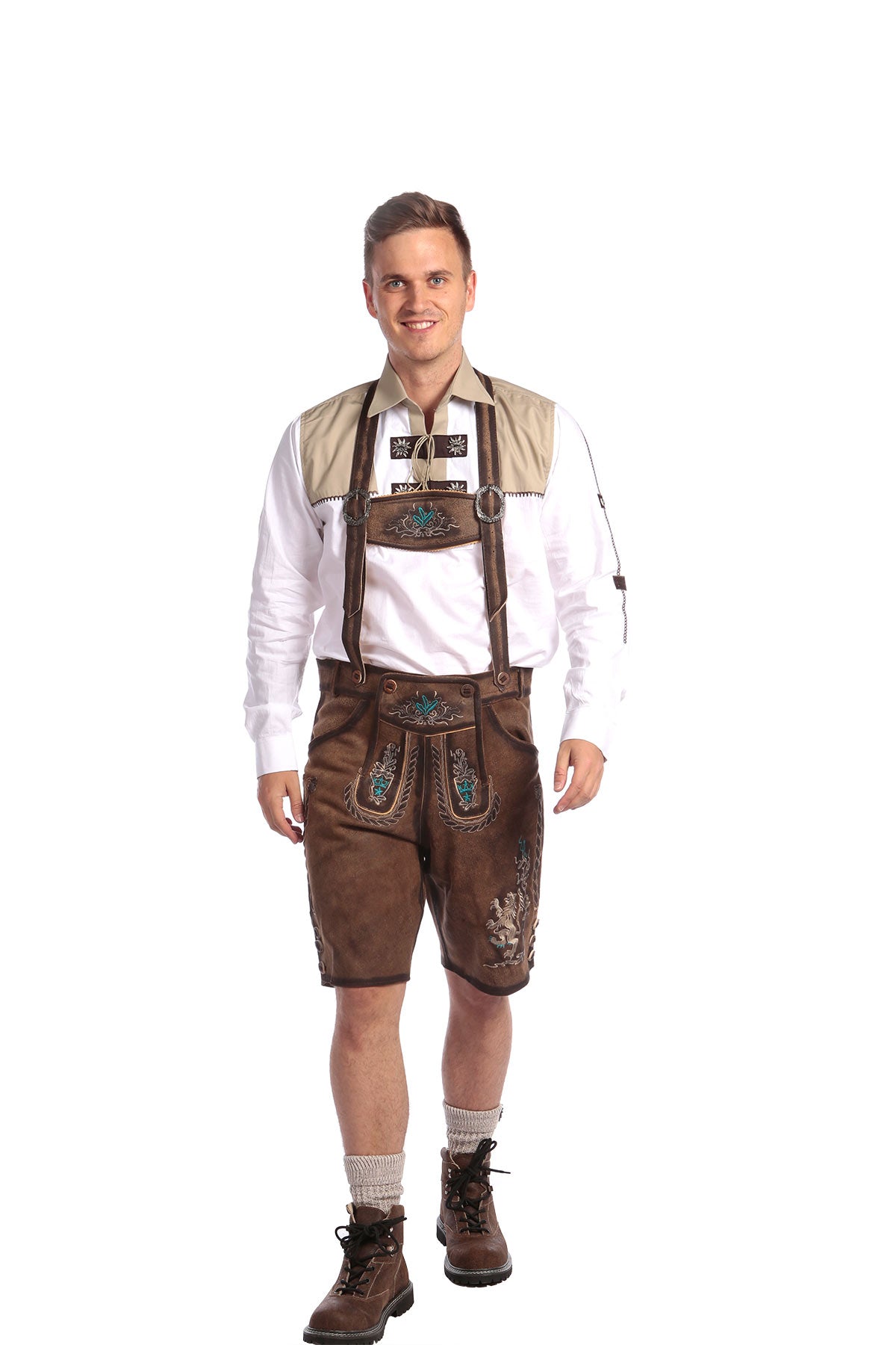 Deep Brown Knee Length Barvarian Lederhosen
