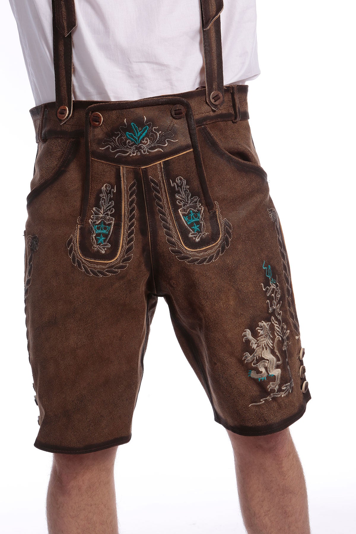 Deep Brown Knee Length Barvarian Lederhosen