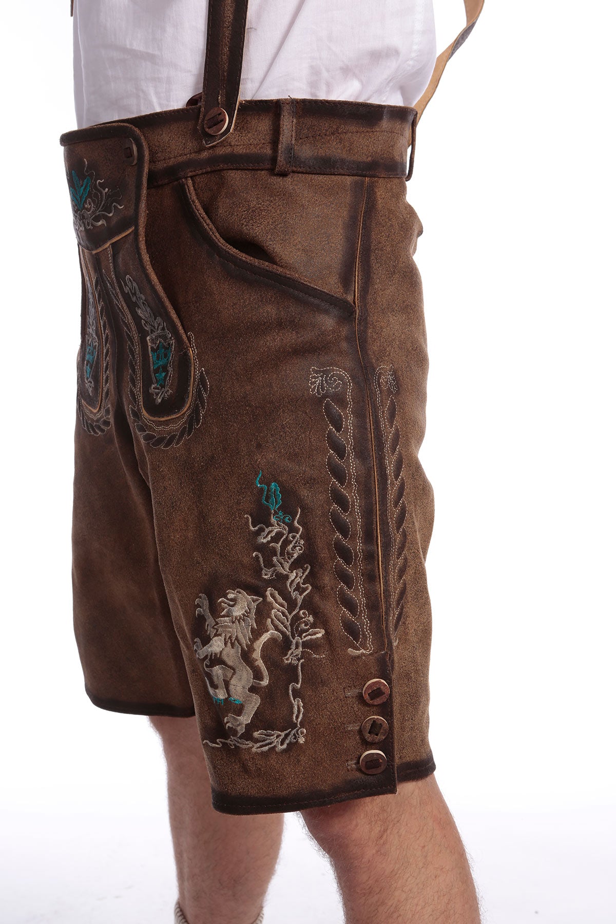 Deep Brown Knee Length Barvarian Lederhosen