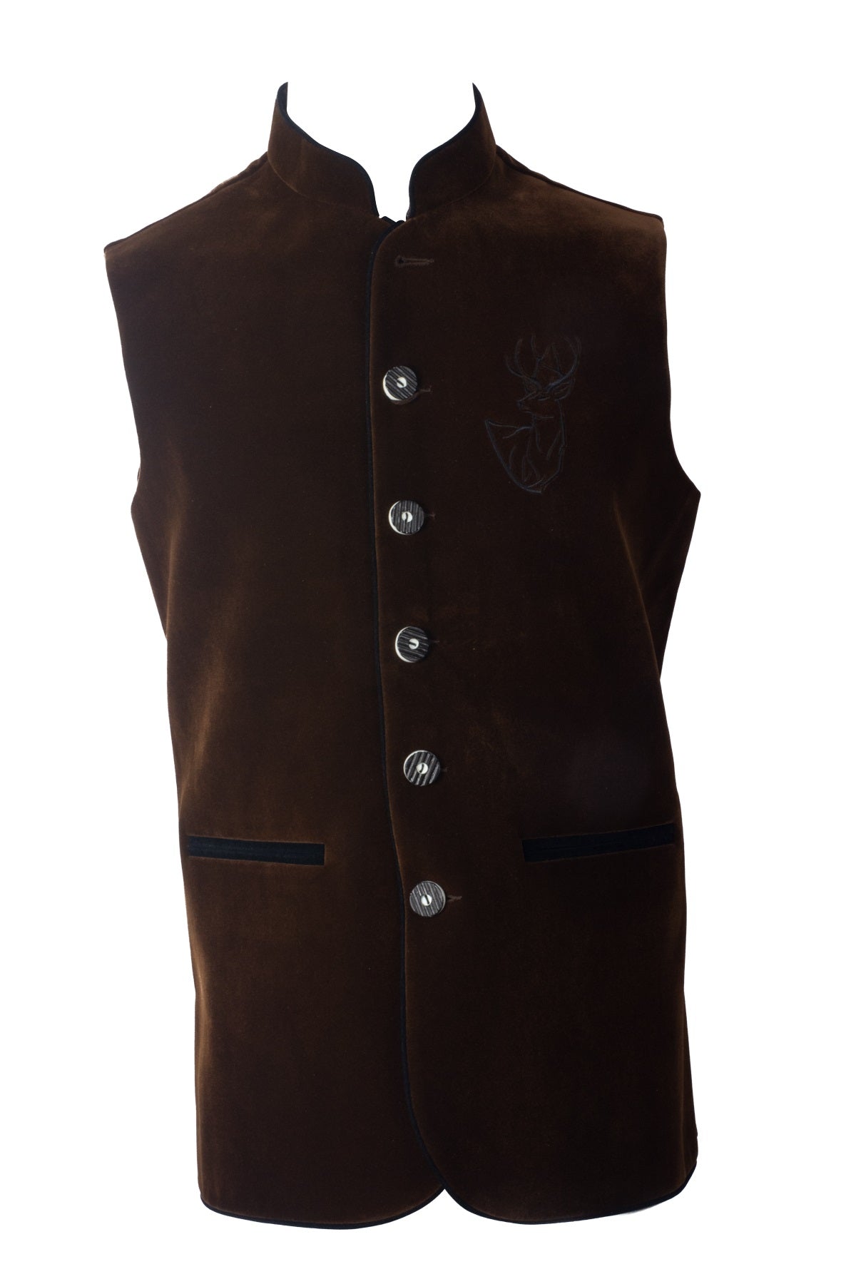 Embroidered Traditional German Waistcoat Brown