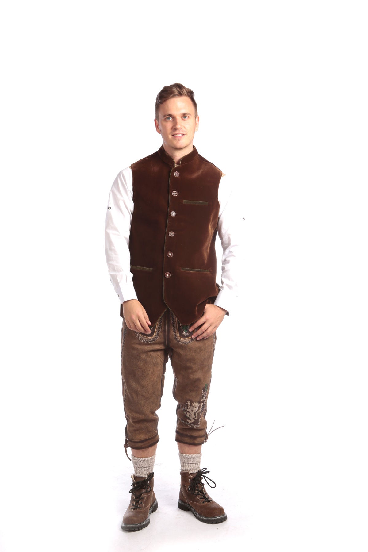 Traditional Men's German Waistcoat Brown