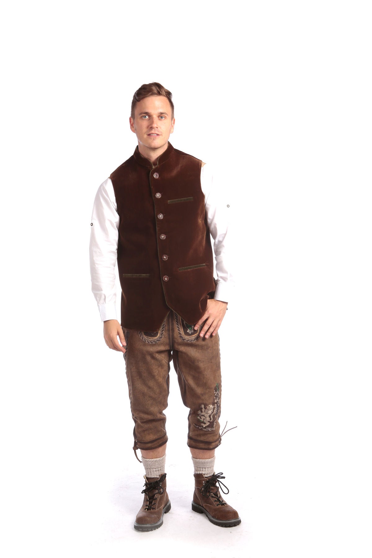 Traditional Men's German Waistcoat Brown
