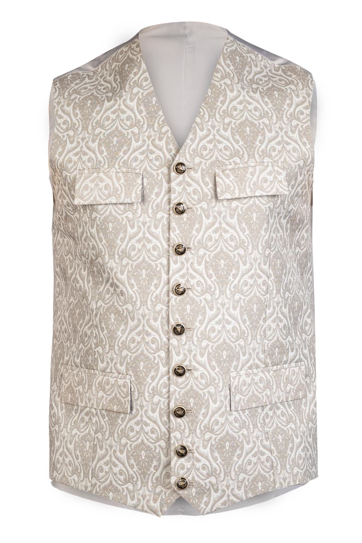 Gray Lederhosen Waistcoat With Bavarian Opulence