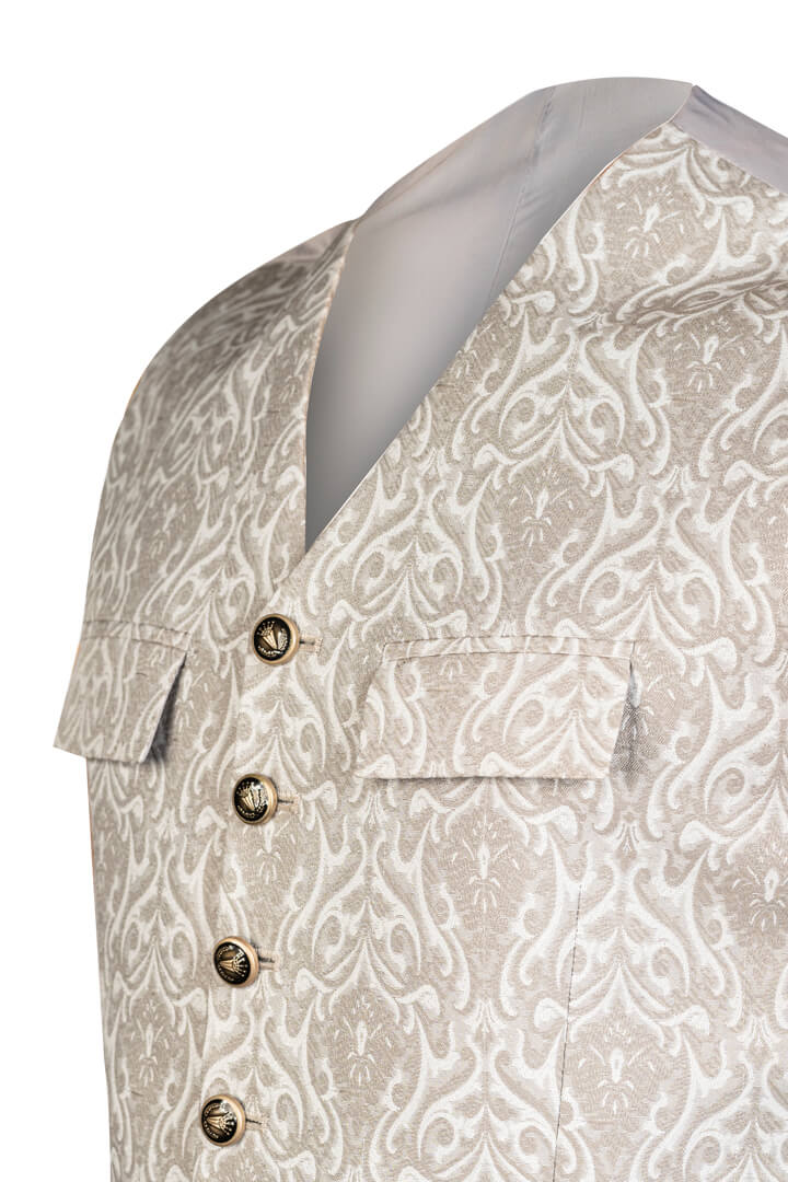 Gray Lederhosen Waistcoat With Bavarian Opulence