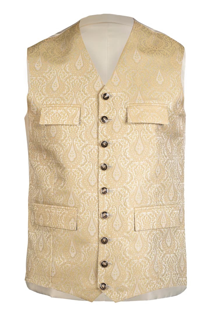 Comfortable Creamy Lederhosen Embroidered Waistcoat