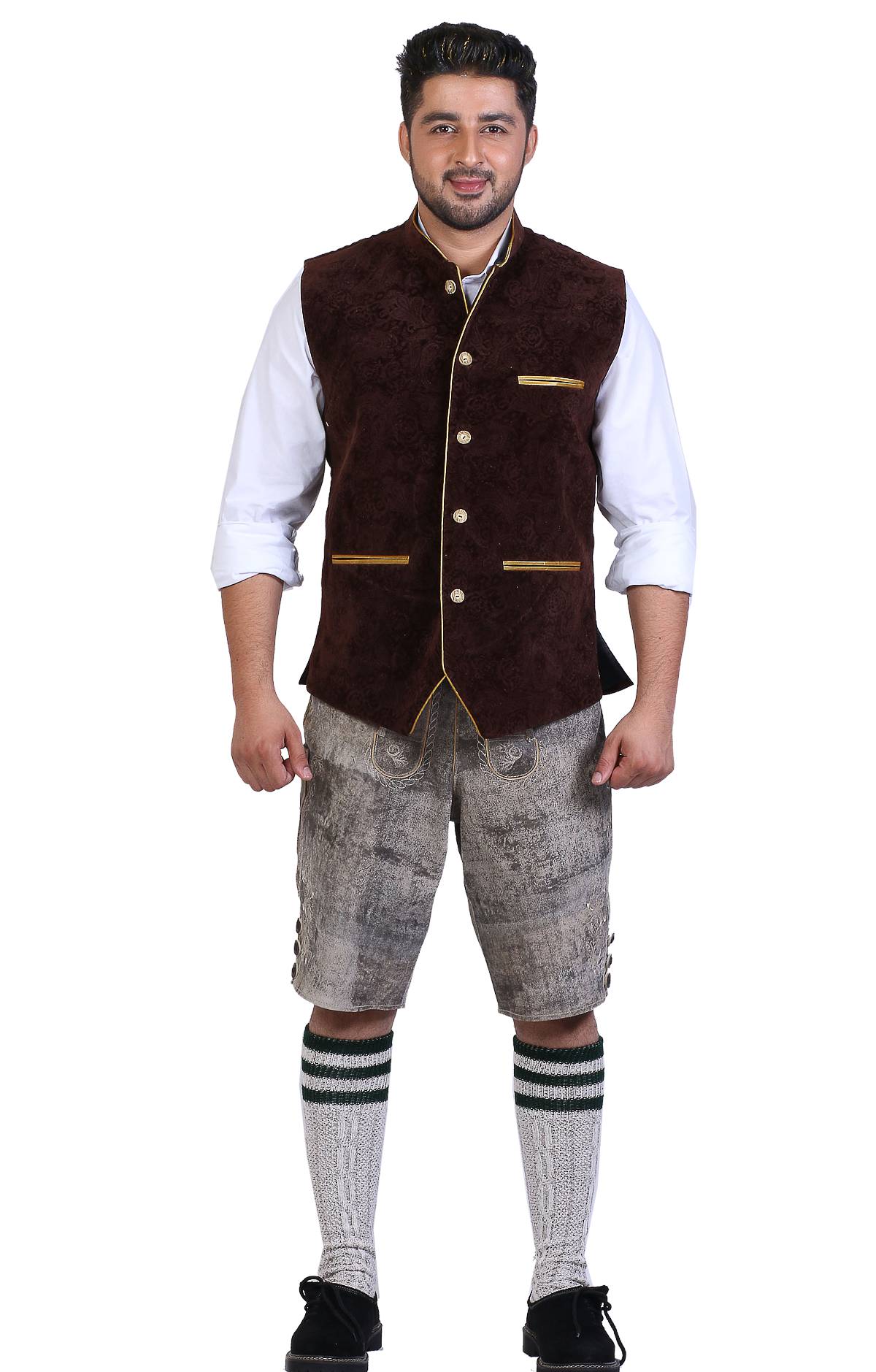 Traditional German Waistcoat Gold Brown