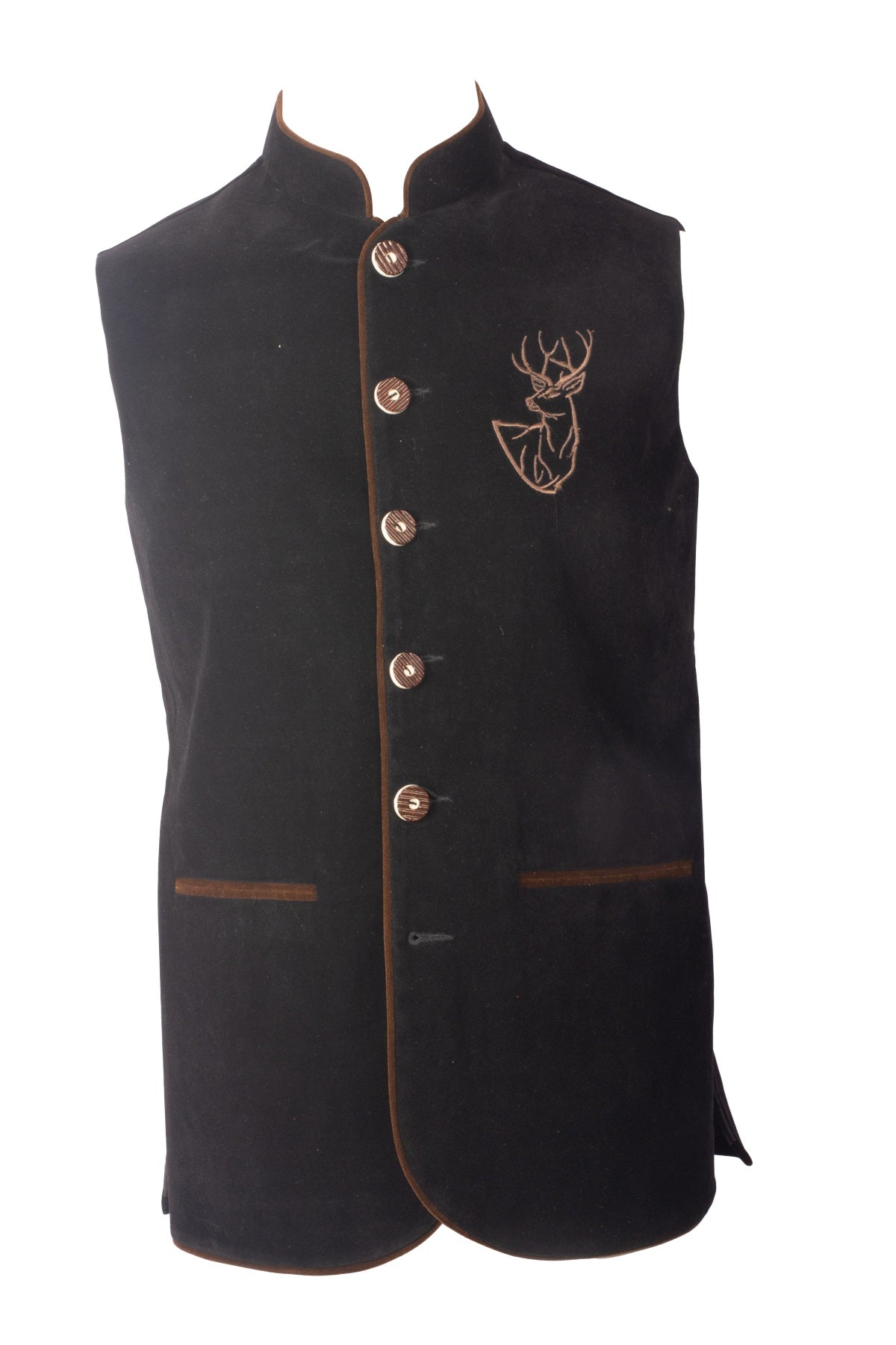 Embroidered German Waistcoat Dull Black