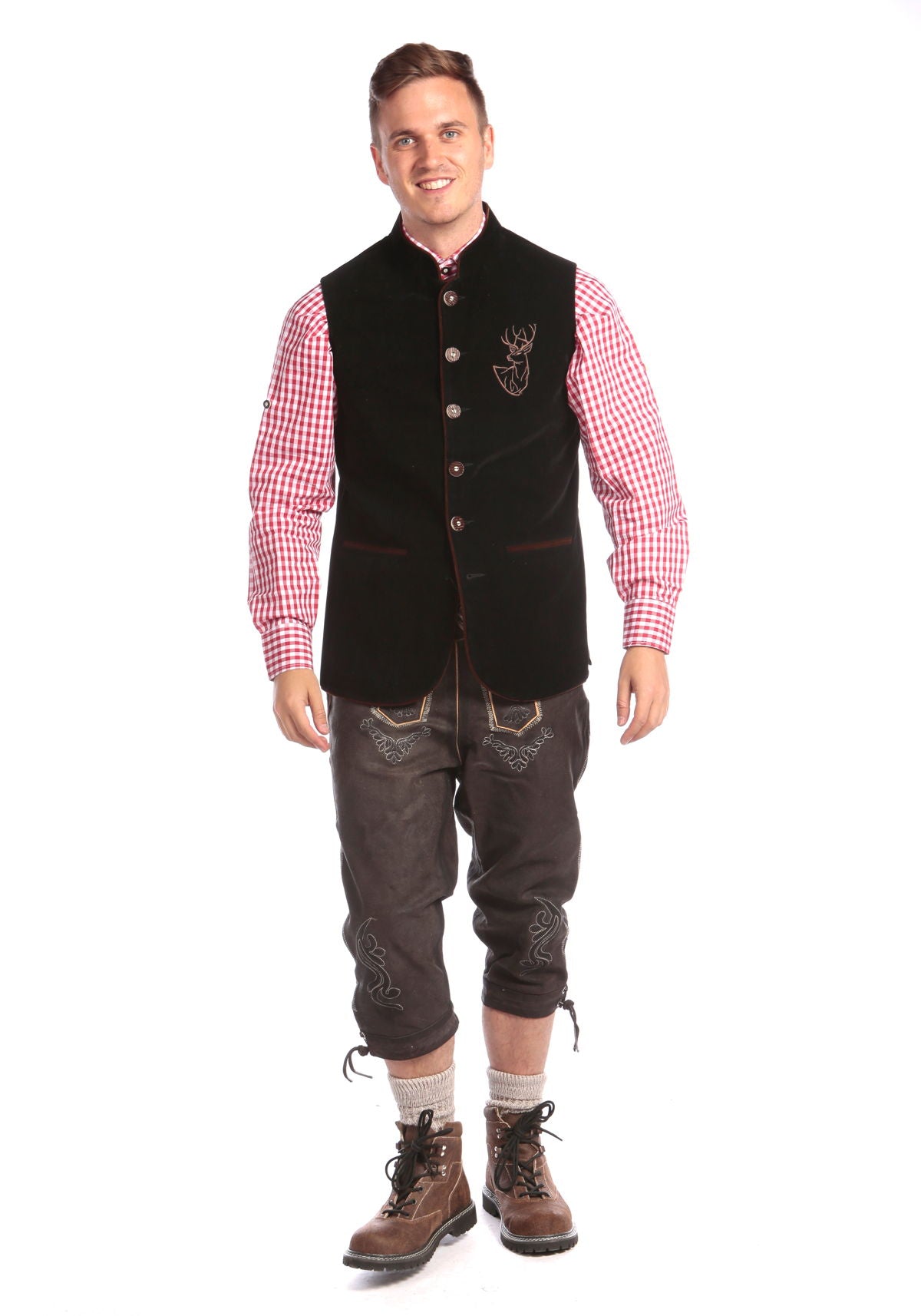 Embroidered German Waistcoat Dull Black